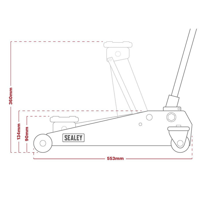 Sealey Trolley Jack 1.5 Tonne Aluminium/Steel Rocket Lift RJAS1500