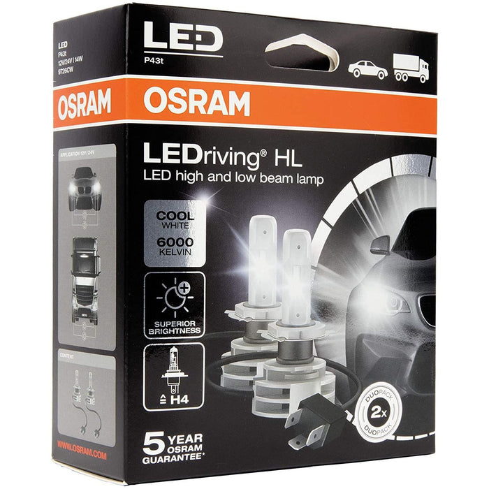 2x H4 LED OSRAM LEDriving HL GEN2 (Next Generation) 6000K Bulbs 9726CW Osram  - Dynamic Drive