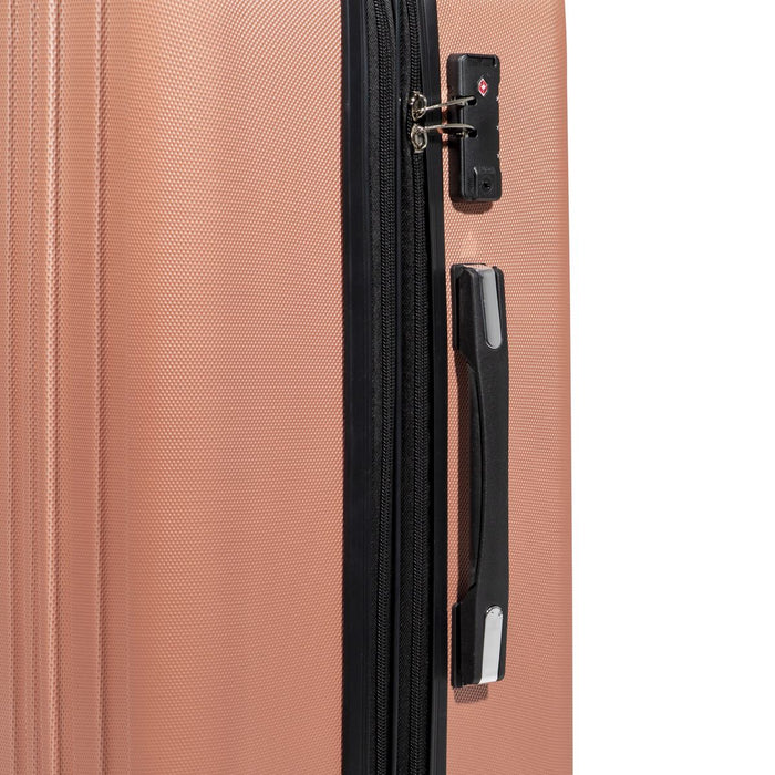 Dellonda 3-Piece Lightweight ABS Luggage Set with TSA Lock  Rose Gold