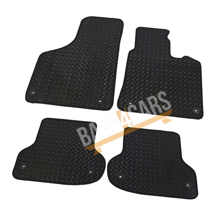 White Trim Tailored Rubber Car Mats for Audi A3 Sportback 04-13 Set of 4 With 8 Clips UKB4C  - Dynamic Drive