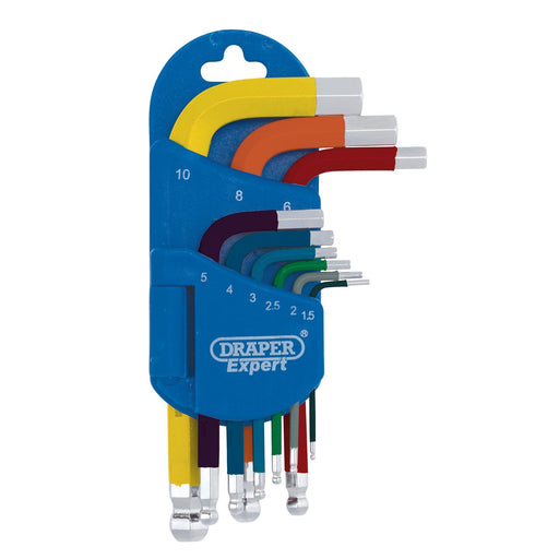 Draper Expert Metric Short Arm Ball End Hex Key Set, Colour Coded (9 Piece) Draper  - Dynamic Drive