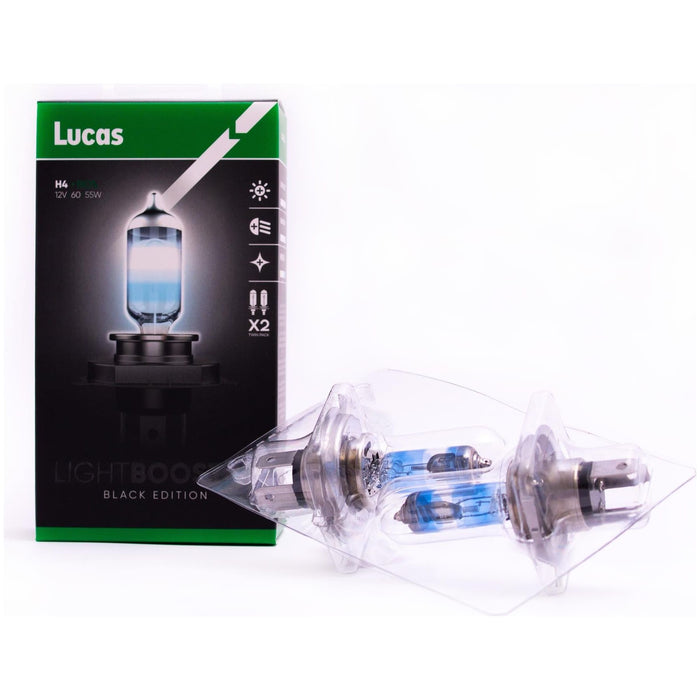 Lucas H4 12v Car 180% Brighter Upgrade Bulbs Headlight Headlamp Performance Lucas  - Dynamic Drive