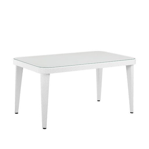 Dellonda  Dining Tables with Tempered Glass Top 150 x 90 x 76cm - Ivory White Dellonda  - Dynamic Drive