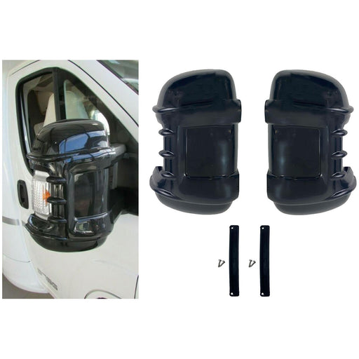 Milenco Motorhome Mirror Protectors Guards Black fits Fiat Ducato Peugeot Boxer Milenco  - Dynamic Drive