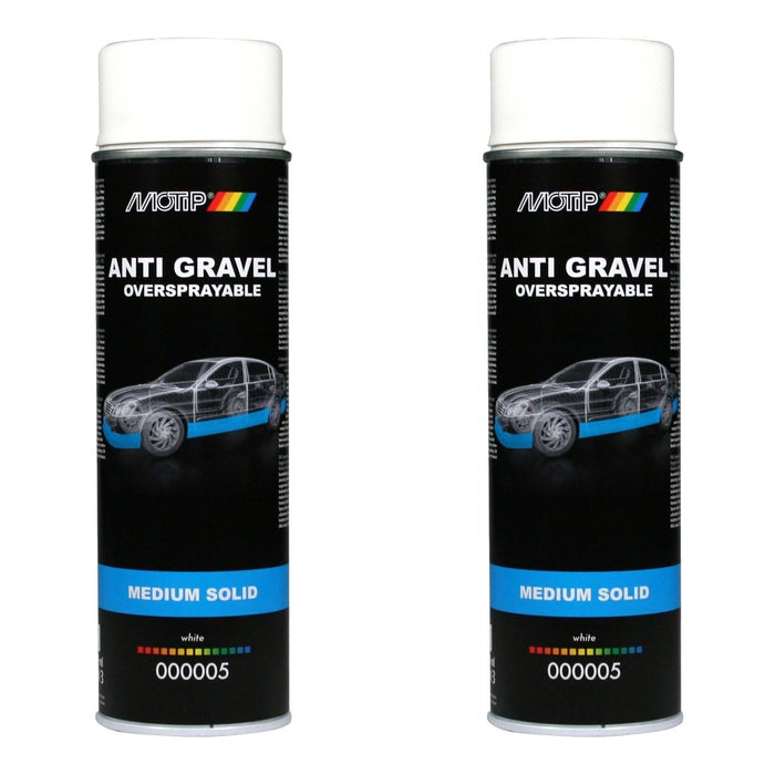 2 X Motip White Stone Chip Anti Gravel Aerosol Spray Paint Oversprayable Motip  - Dynamic Drive