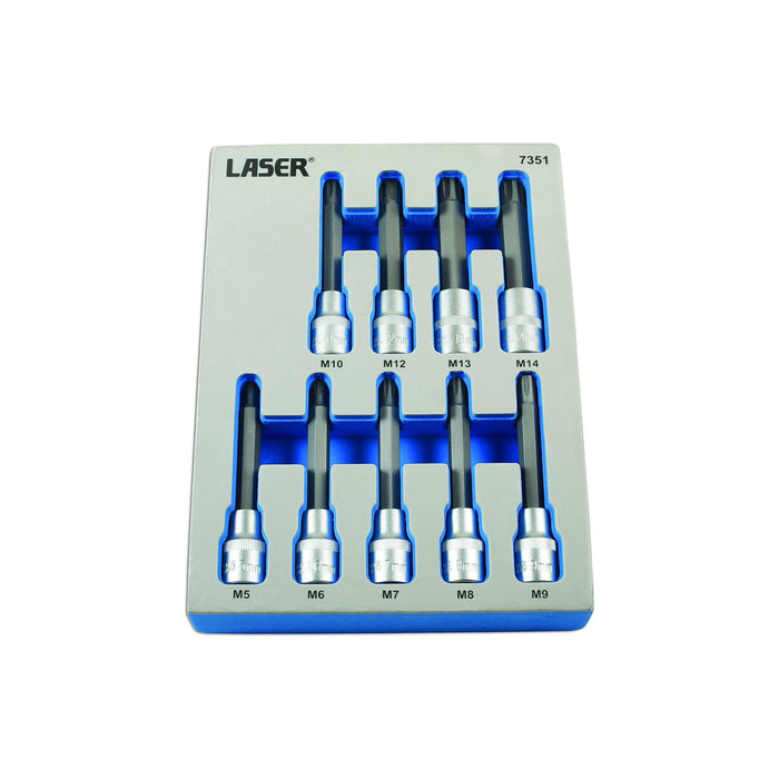 Laser Tamperproof Ribe Socket Bit Set 1/2"D 9pc 7351