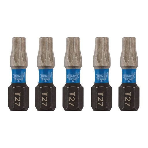 Draper Expert TX-STAR Impact Screwdriver Bits, T27 x 25mm, 1/4" Hex (Pack of 5) Draper  - Dynamic Drive