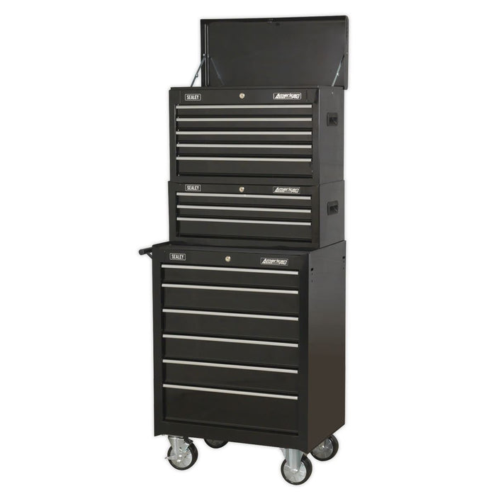 Sealey Topchest Mid-Box & Rollcab 14 Drawer Stack Black AP22BSTACK Sealey  - Dynamic Drive