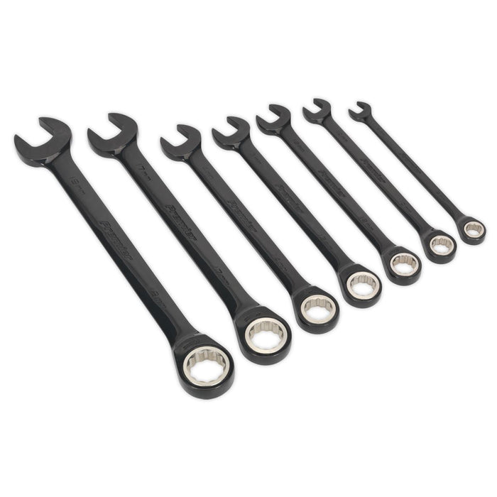 Sealey Combination Ratchet Spanner Set 7pc Black Series Metric AK7978 Sealey  - Dynamic Drive