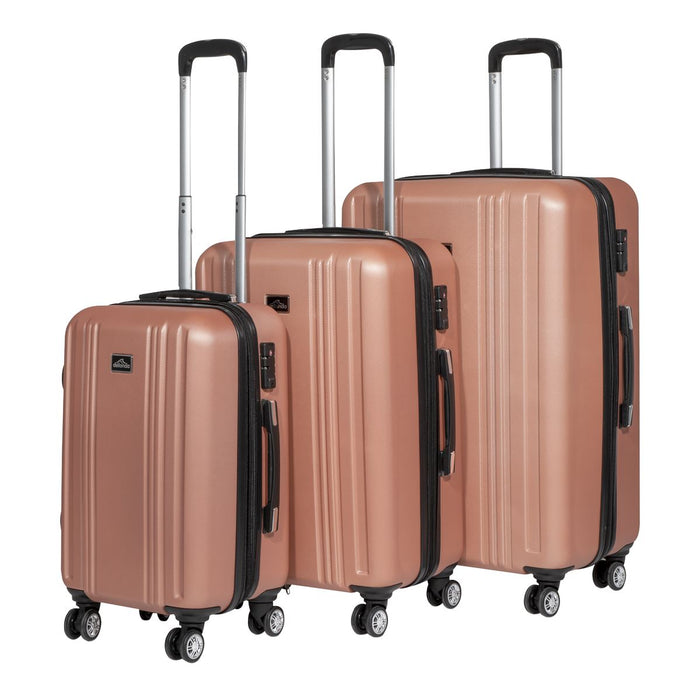 Dellonda 3-Piece Lightweight ABS Luggage Set with TSA Lock  Rose Gold