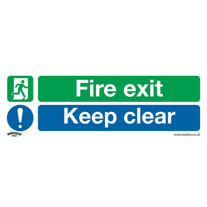 Sealey Safe Conditions Safety Sign Fire Exit Keep Clear Rigid Plastic SS18P1 Sealey  - Dynamic Drive