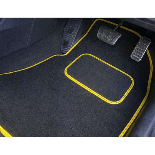 Fully Tailored Yellow Trim Carpet Mats fits Vauxhall Mokka 12> Rhd Set of 4 + 2 Clips UKB4C  - Dynamic Drive