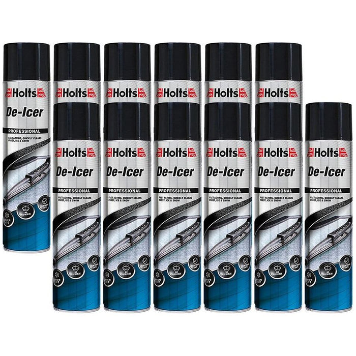 12 x Holts Car De-Icer Melts Windscreen Ice Frost Snow Aerosol Deicer 600ml Holts  - Dynamic Drive