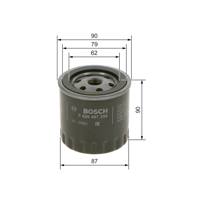 Genuine Bosch Car Oil Filter P7250 fits Peugeot 205 - 1.4 - 87-93 F026407250