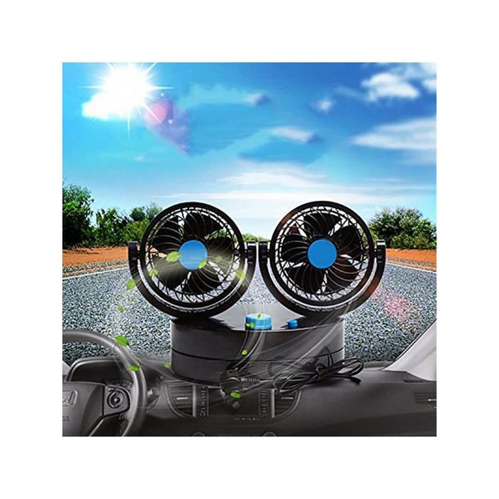 12v Dual Air Fan 360° All-round Rotation Automotive Cooling Cooler Car Van SWCF5 Streetwize  - Dynamic Drive