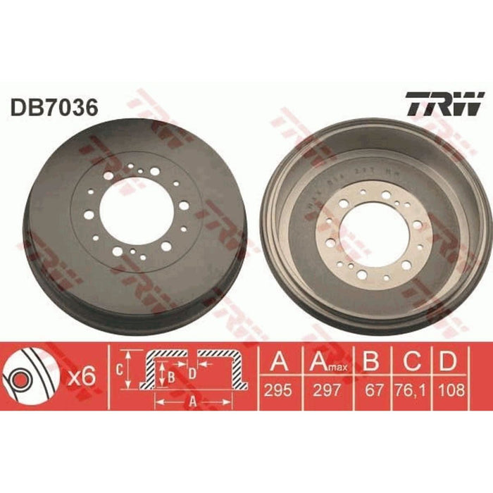 Genuine TRW Brake Drum DB7036 TRW  - Dynamic Drive