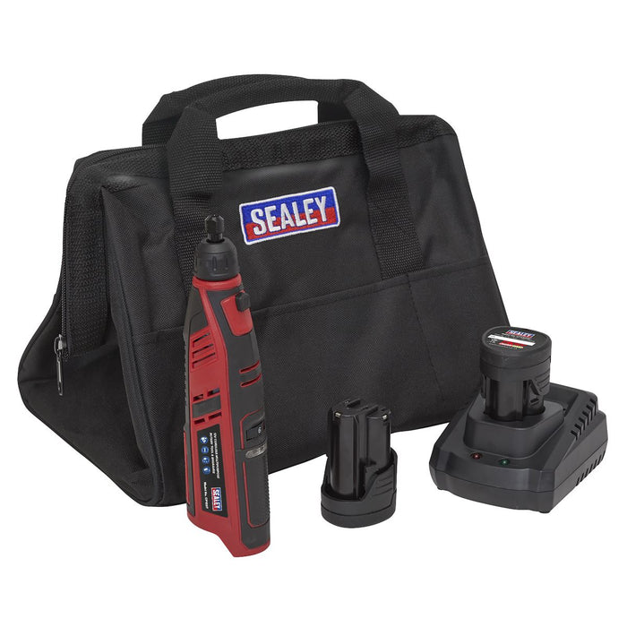 Sealey 12V Cordless Rotary Tool and Engraver Kit 1.5Ah Battteries Charger Bag Sealey  - Dynamic Drive