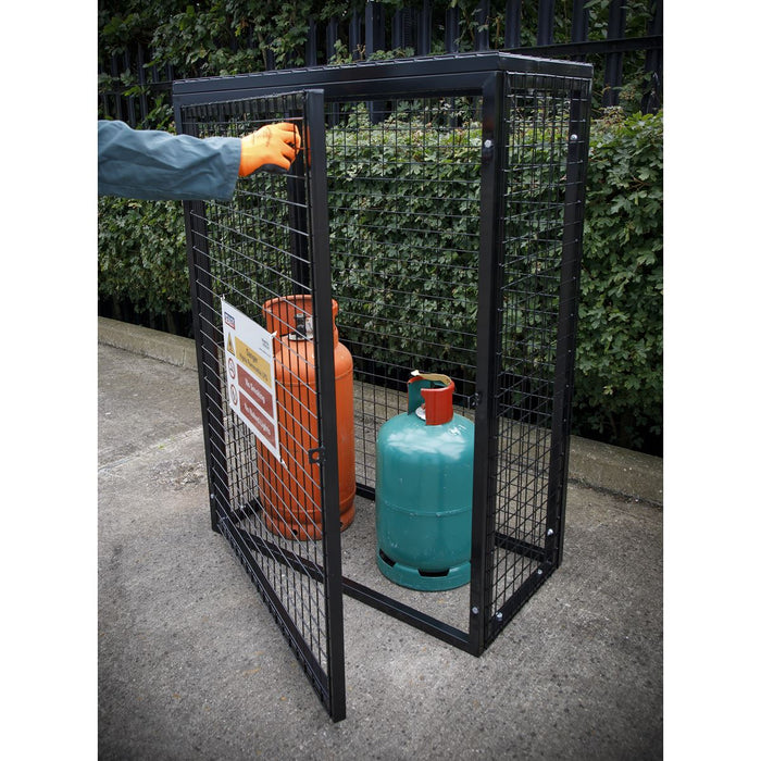 Sealey Safety Cage 3 x 19kg Gas Cylinders GCSC319 Sealey  - Dynamic Drive