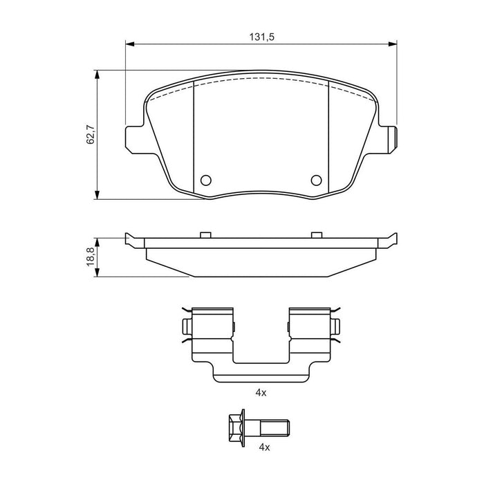 Genuine Bosch Brake Pad Set Bp967 fits VW Polo - 1.4 - 02-06 0986424829