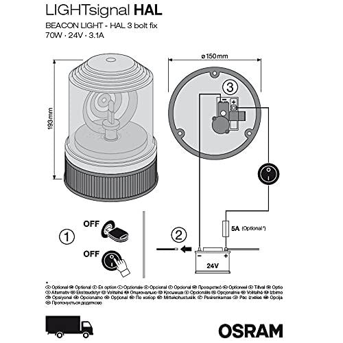 Osram LIGHTsignal HALOGEN BEACON LIGHT, rotating beacon, 360°, aber flashing li Osram  - Dynamic Drive