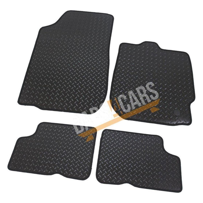 White Trim Tailored Black Rubber Car Mats for Dacia Duster 2013-2017 Set of 4 w Clips UKB4C  - Dynamic Drive