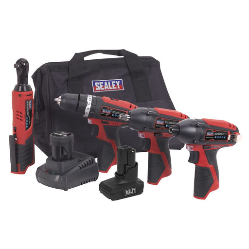 Sealey 4 x 12V SV12 Series Cordless Power Tool Combo Kit CP1200COMBO Sealey  - Dynamic Drive