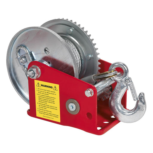 Sealey Geared Hand Winch with Brake & Cable 540kg Capacity GWC1200B Sealey  - Dynamic Drive