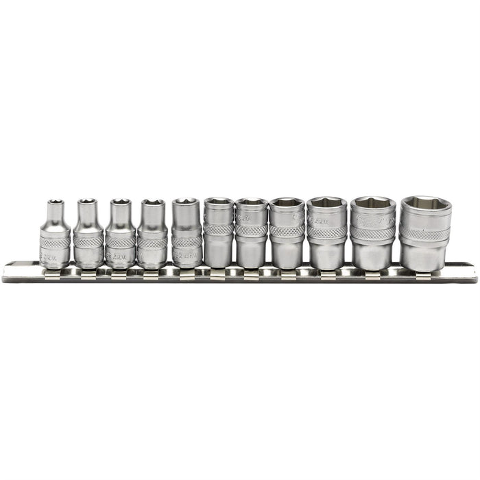 Draper Imperial Socket Set on a Metal Rail, 1/4" Sq. Dr. (11 Piece) 16488 Draper  - Dynamic Drive