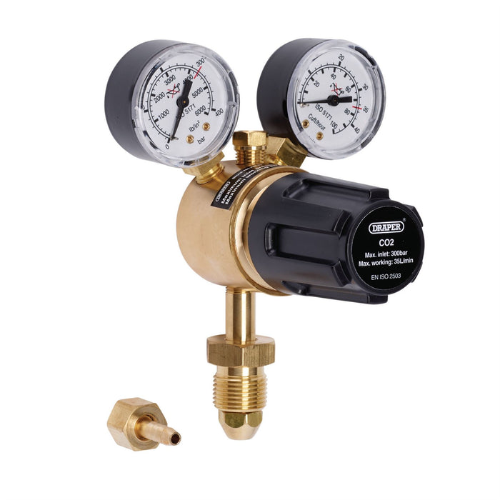 Draper Industrial Gas Bottle Regulator with Double Gauge, 300 bar 70147 Draper  - Dynamic Drive