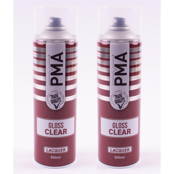 2X PMA Clear Lacquer 500Ml Spray Paint Gloss High Coverage Clear Lacquer