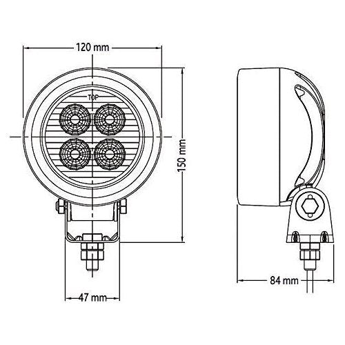 Ring Automotive RCV9590 4-LED Round Worklamp, 12 W, 9/50 V