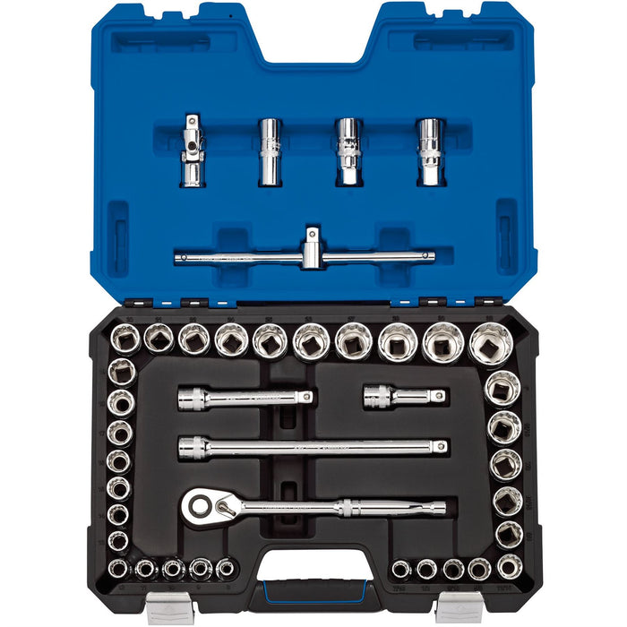 Draper Expert MM/AF Combined Socket Set, 1/2" Sq. Dr., Blue (41 Piece)