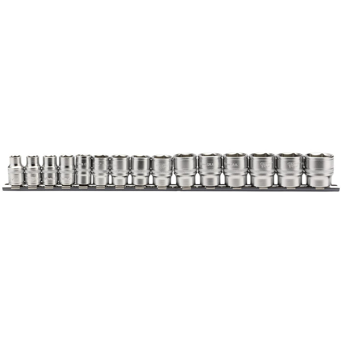 Draper Metric Socket Set on a Metal Rail, 3/8" Sq. Dr. (15 Piece) 16492