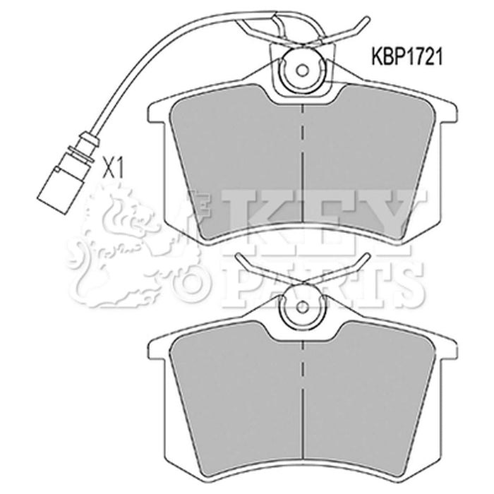 Genuine Key Parts KBP1721 Rear Brake Pads-Includes Wear Indicators (Lucas-Girling) Key Parts  - Dynamic Drive