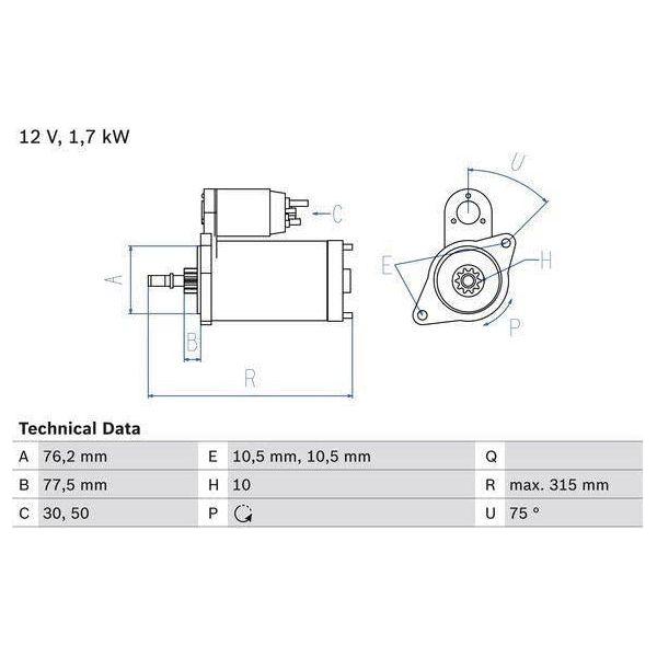 Bosch Reman Starter Motor 1625 0986016250