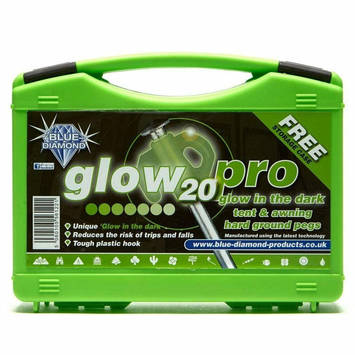 Blue Diamond Heavy Duty Glow Tent Pegs Case of 20