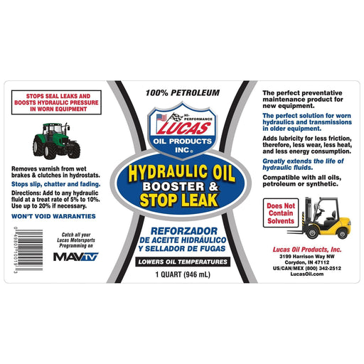 Lucas Oil Hydraulic Oil Booster And Stop Leak 946Ml 10019 Lucas  - Dynamic Drive