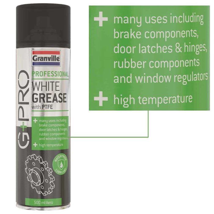 Granville White Grease Aerosol PTFE Waterproof Lubricant Spray Brake 500ml