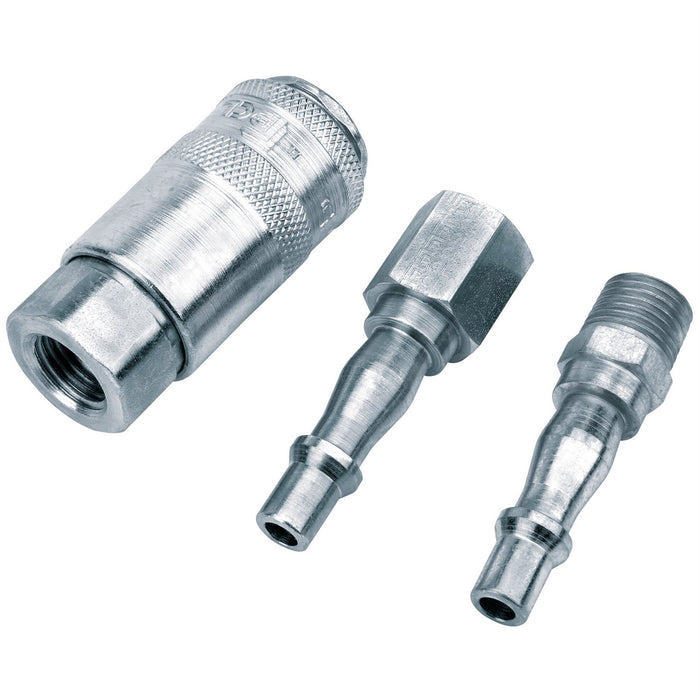 Draper 1/4" PCL BSP Air Line Coupling Set (3 Piece) 37844 Draper  - Dynamic Drive