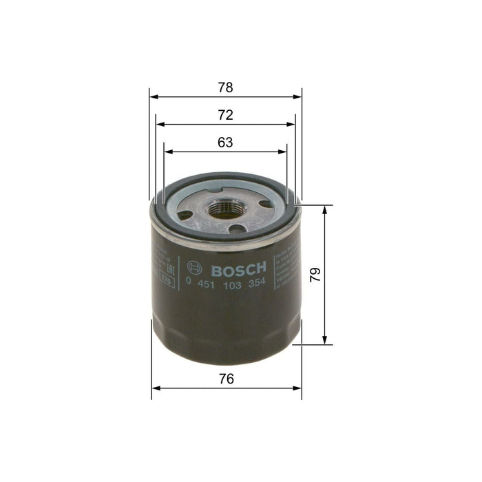 Genuine Bosch Car Oil Filter P3354 fits Fiat Doblo JTD - 1.9 - 03-13 0451103354