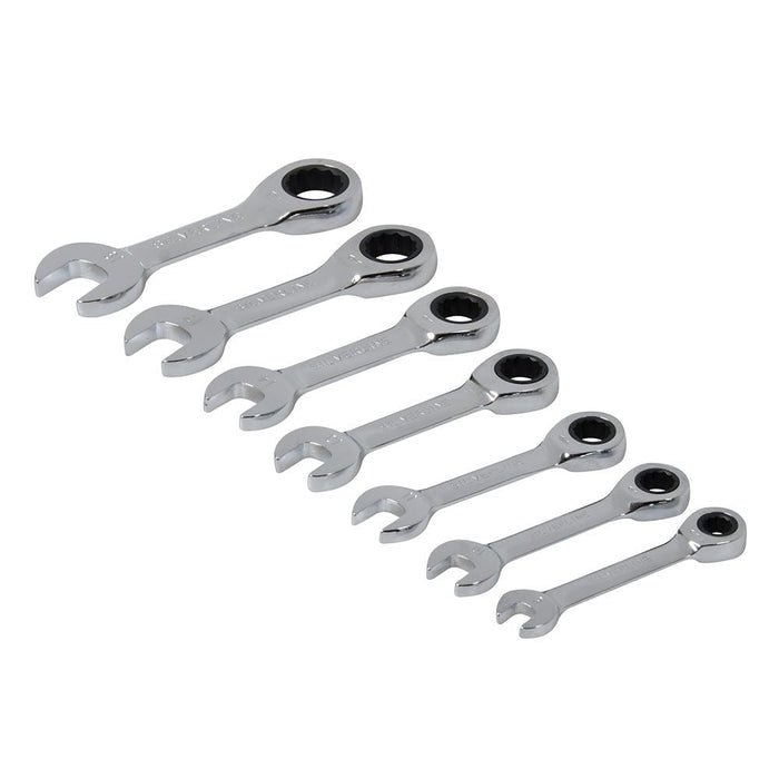 Silverline Stubby Ratchet Spanner Set 7pce 8 - 19mm