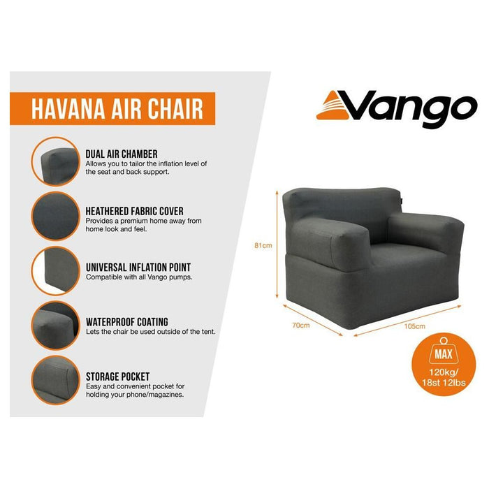 Vango Havana Air Inflatable Grey Chair Vango  - Dynamic Drive