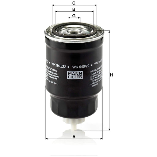 Genuine Mann Fuel Filter for Nissan AlmeraPrimeraSerena WK940/22 Mann & Hummel  - Dynamic Drive