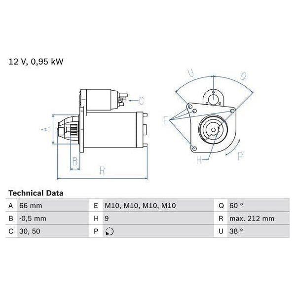 Bosch Reman Starter Motor 1501 0986015010 Bosch  - Dynamic Drive