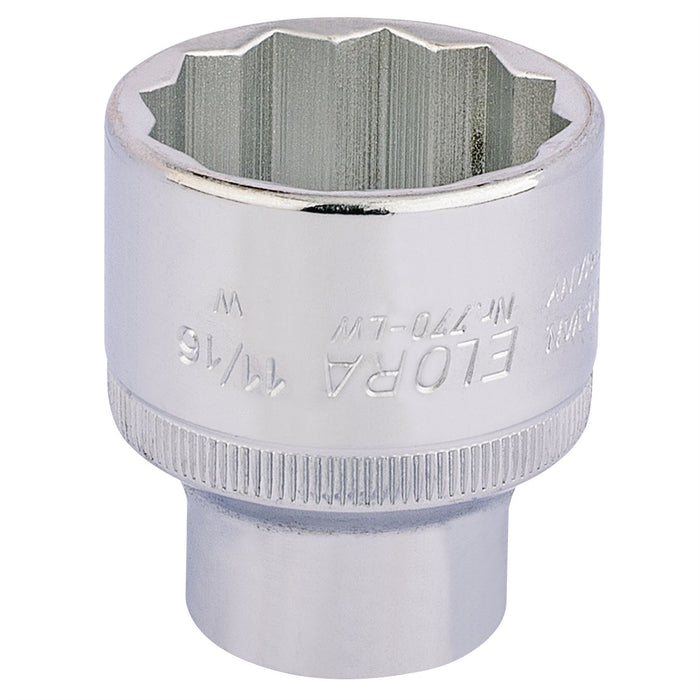 Draper Elora Whitworth Bi-Hexagon Socket, 1/2" Sq. Dr., 11/16" 24880