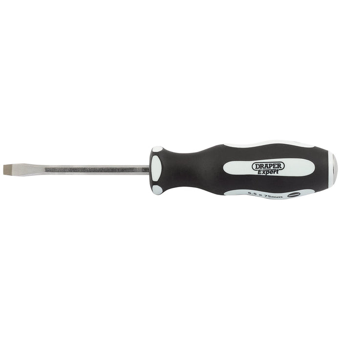 Draper 'Pound Thru' Plain Slot Soft Grip Screwdriver, 5.5 x 75mm 35176 Draper  - Dynamic Drive