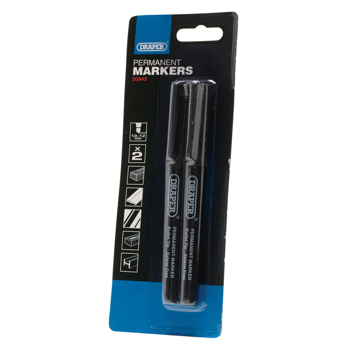 Draper Marker Pens, Black (Pack of 2) 20942 Draper  - Dynamic Drive