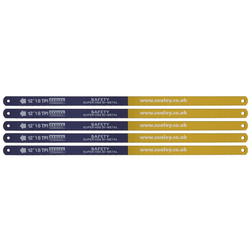 Sealey Hacksaw Blade 300mm HSS Bi-Metal 18tpi Pack of 5 HSB0518 Sealey  - Dynamic Drive