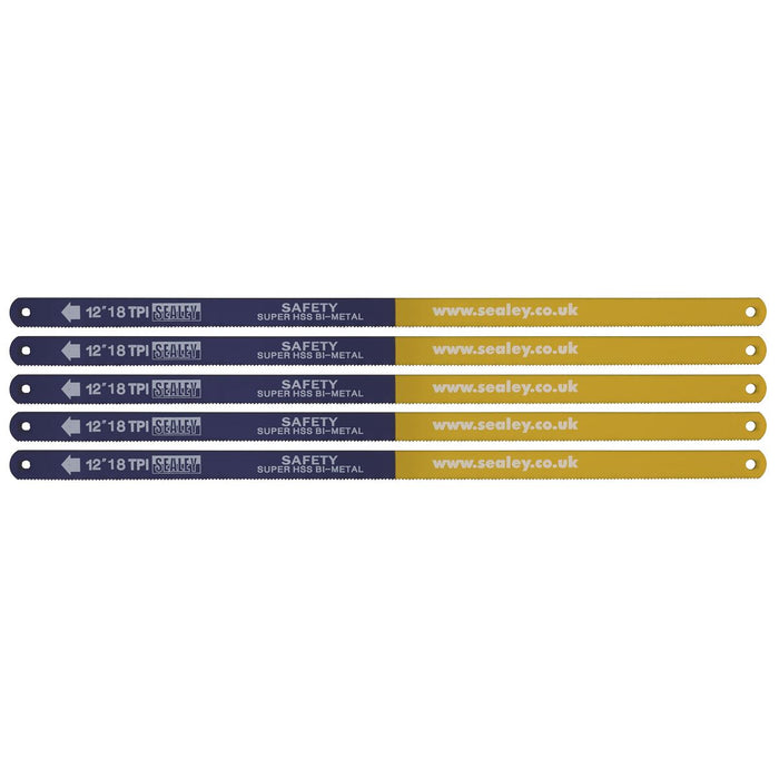 Sealey Hacksaw Blade 300mm HSS Bi-Metal 18tpi Pack of 5 HSB0518 Sealey  - Dynamic Drive