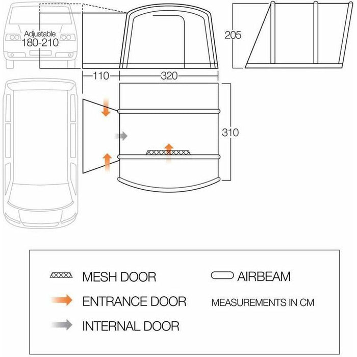 Vango Cove III Air Low Drive Away Awning  (180 - 210cm) Campervan Vango  - Dynamic Drive